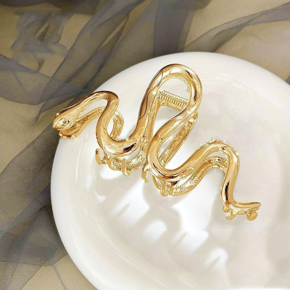 

1 шт. Модная готическая заколка для волос в виде змеи, металлический дизайн, идеально подходит для стилей темной академии, панк-образов, уникальные акцентные аксессуары для волос золотистый