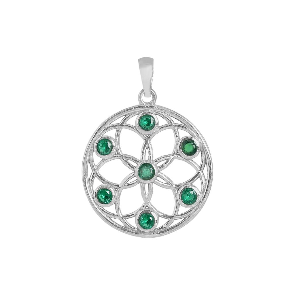 Green Zircon Pendant Earring Set, 925 Sterling Silver Handmade Jewelry, Silver Women Jewelry, Gift For Her An0446-384