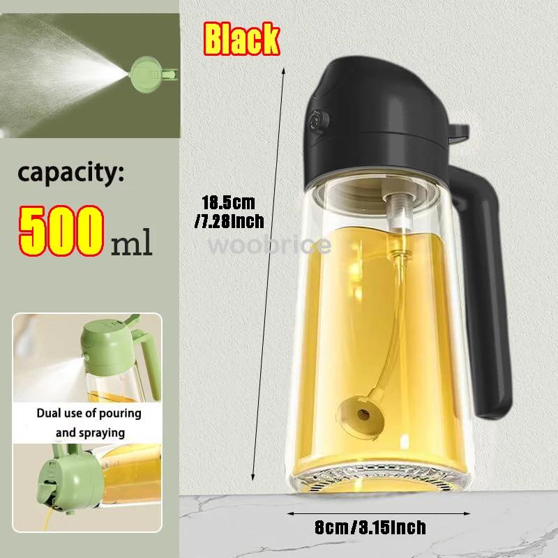 500ml Glass Oil Spray Kitchen Spray Oil Sprayer Bottle Spray Oil Dispenser Oils Jar Cruet BBQ Baking Roasting Picnic Tool