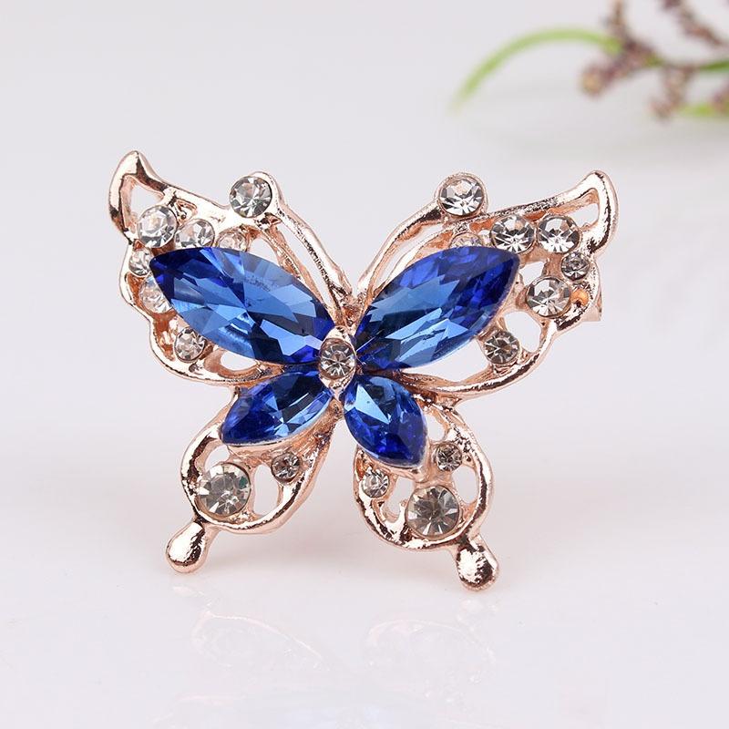 Brooch New Fashion Beauty Women Gold Zinc Alloy Crystal Exquisite Flower Butterfly Insect Pins Hot Sale Party Gift