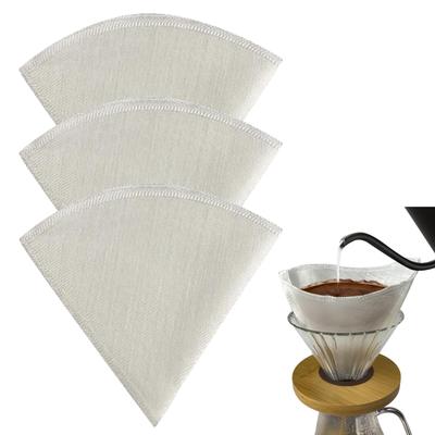 RuiChy Coffee Filters, Set of 3, Pure Linen Cone Paper Filters, Washable and Reusable, Easy To Clean, for Home, Office, and Cafe Use