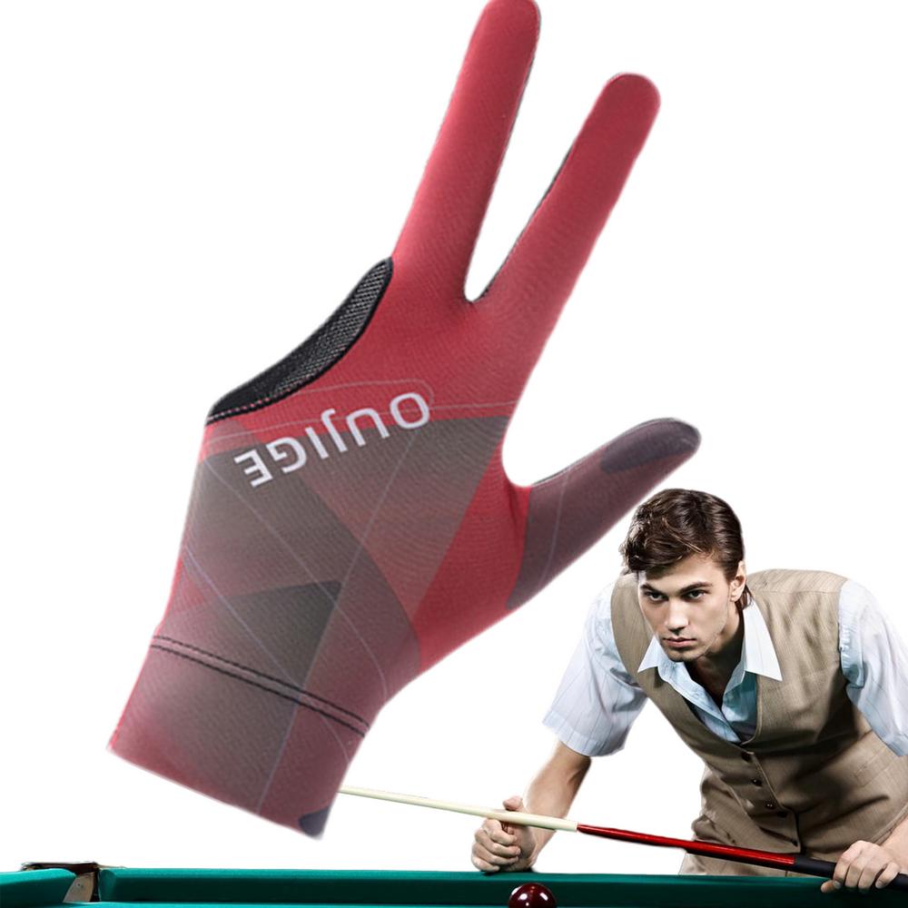 3 Finger Single Pool Gloves Non-Slip Soft Billiards Gloves Breathable Wear-Resistant Cue Action Gloves Billiards Accessories For