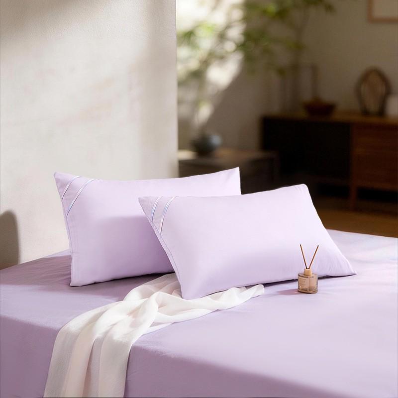 2-Pack 100% Cotton Pillowcases 48x74cm Plain Solid Color Bedding Students Home Use Soft Satin Weave