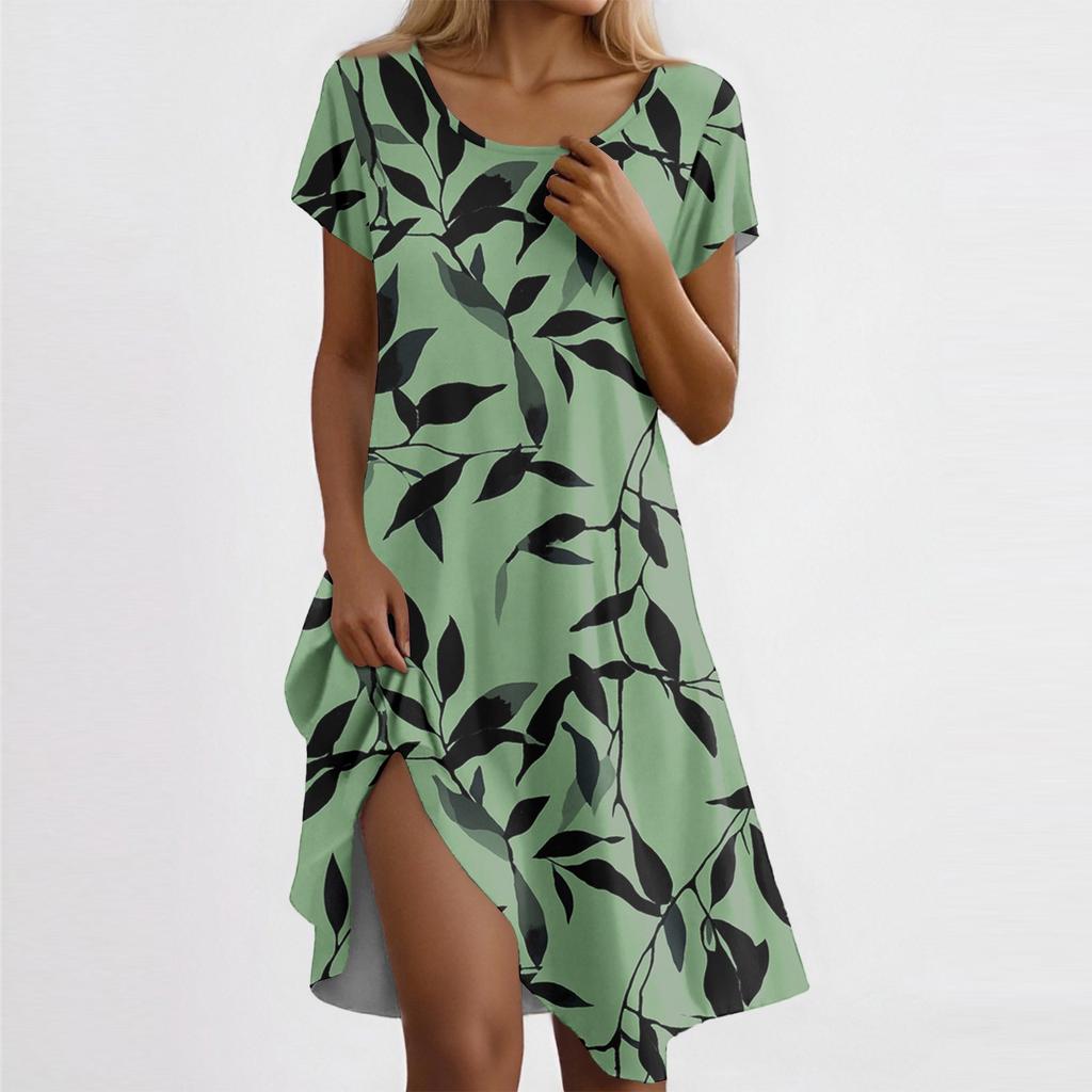 Women's Casual Short Sleeved Dress With Floral Print And Pocket Design And Pocket Design