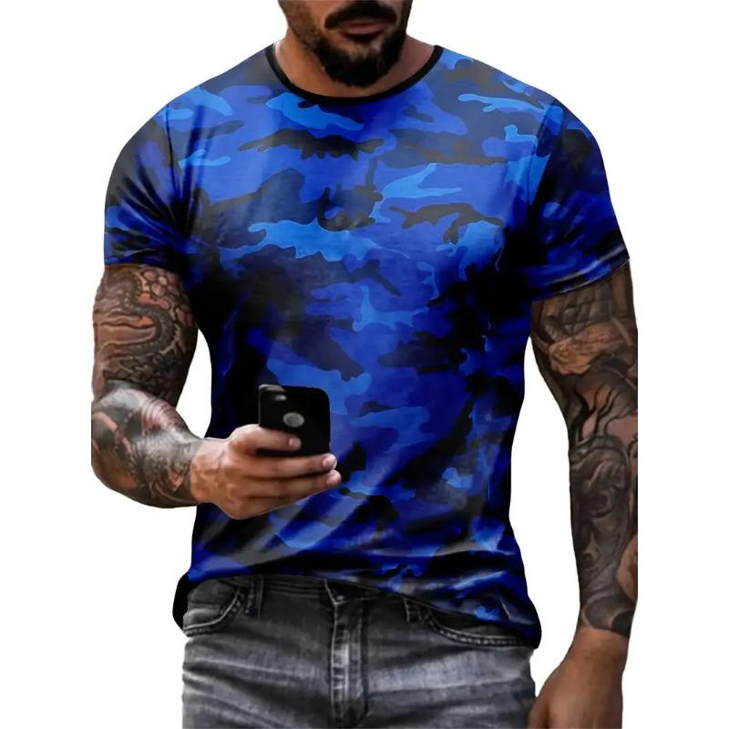 Camouflage Print Men's Tshirt Casual Comfortable Streetwear 3D Summer Outdoor Short Sleeve Crew Neck Sports Top Training T-shirt
