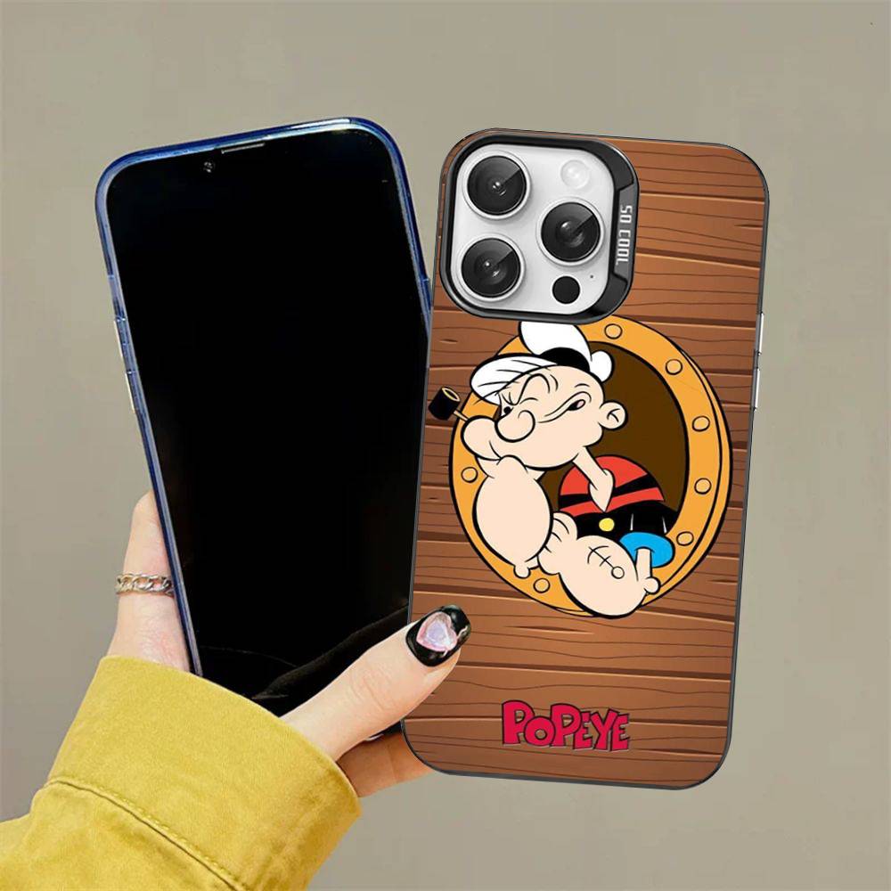 Classic P-Popeye Comics Animation Phone Case Color Silver Shell For lPhone 17 16 16e 15 14 13 12 11 Pro Max Plus