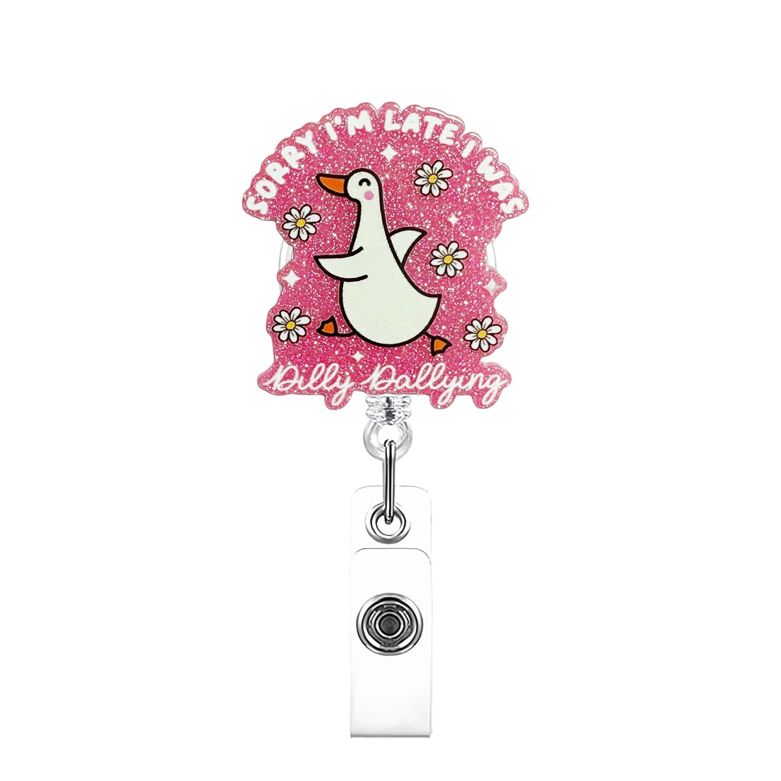 Retractable Badge Reel with Clip for ID Cards Nurse Design Durable Plastic Reel with Metal Clip and Clear Vinyl Strap for Work Badge Holder one size