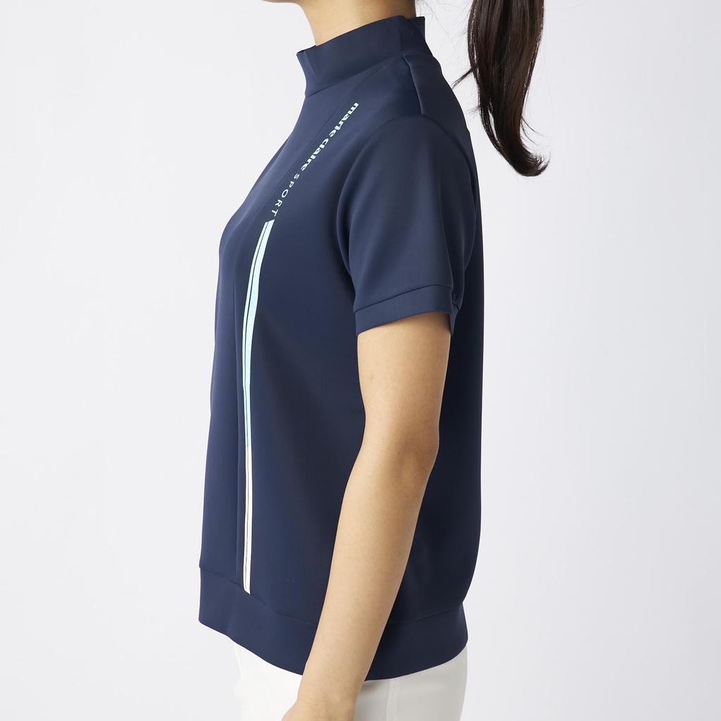 Marie Claire Short Sleeve Mock Neck UV Cooling 715622W Women's Shirt, Protection, Touch, Navy,