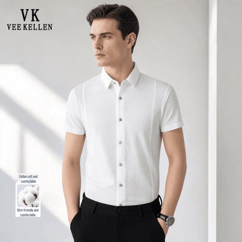 VEE KELLEN Men s Short Sleeve Casual Shirt M