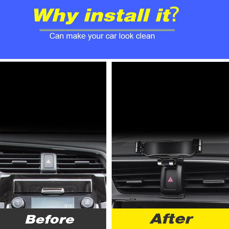 Car Phone GPS Stand Rotatable Holder For Honda Civic  9th 10th 11th Fixed Bracket ABS Material Automotive Cellphone Mount