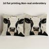 Rustic Farmhouse Cow Pillow Covers Set Of 2 Faux Embroidery 2D Print Soft Linen Feel For Sofa Bed Living Room Country Decor