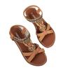 Fashion Summer Bohemian Style Women's Flat Sandals Plus Size String Beaded Decor Casual Sandals Woman Comfortable Non Slip Beach Shoes