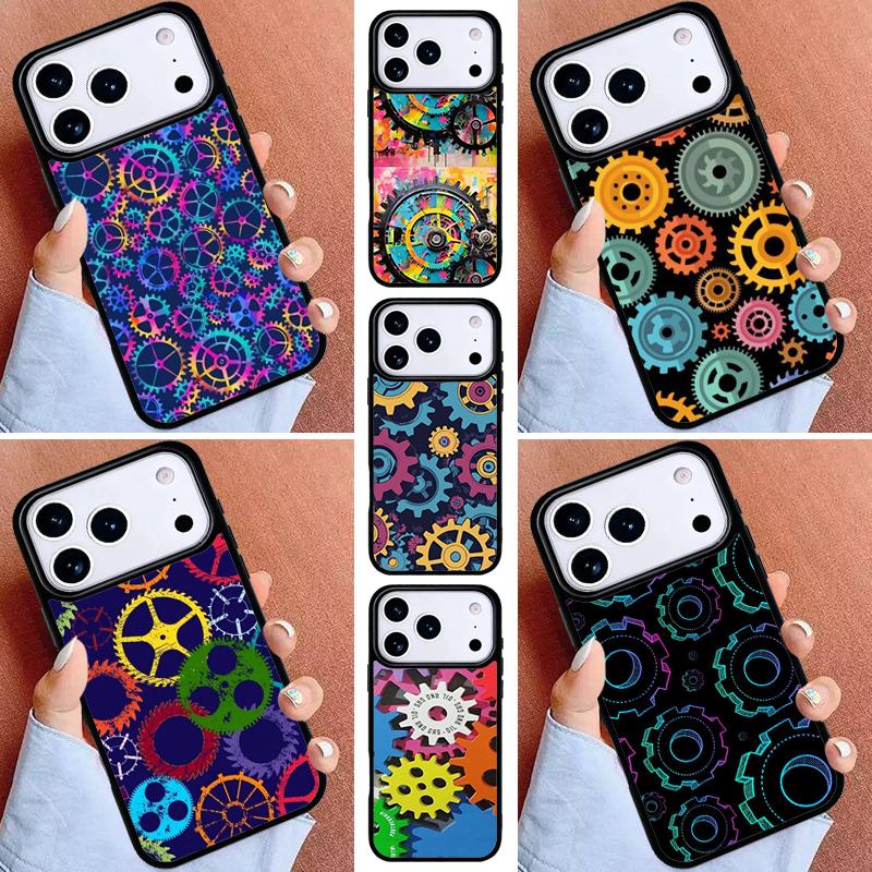 Colorful Rainbow Gears Phone Case for iPhone 16e 15 14 13 12 17 Pro Max Plus Air 17pro Cover Coque