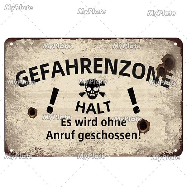[MaPalte] Vintage German Achtung Sign Metal Sign Tin Sign Decoration Plaque Home Wall Door Decor Bar Sign Home Plate Poster