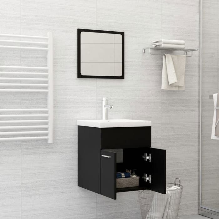 VidaXL Ensemble de Meubles de Salle de Bain Armoire de Rangement Miroir Mural Placard de Toilette Armoire d'Evier et Lavabo 3071307