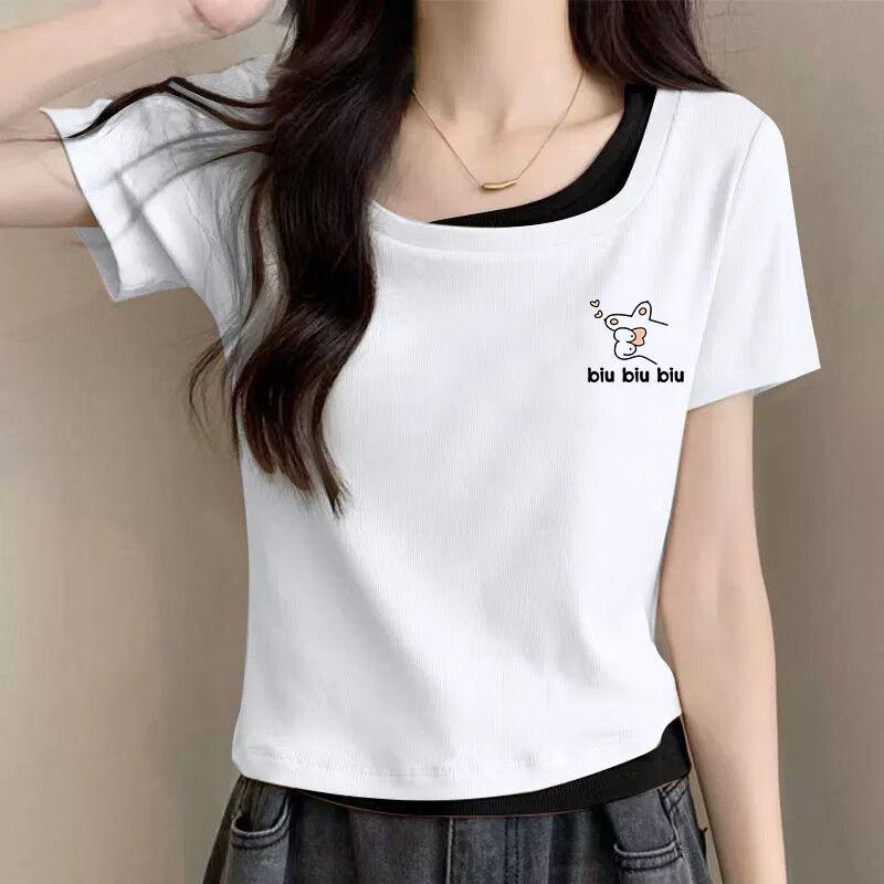 2025 New Stylish Short Sleeve Cotton Two-Piece T-shirt - Summer Versatile Design