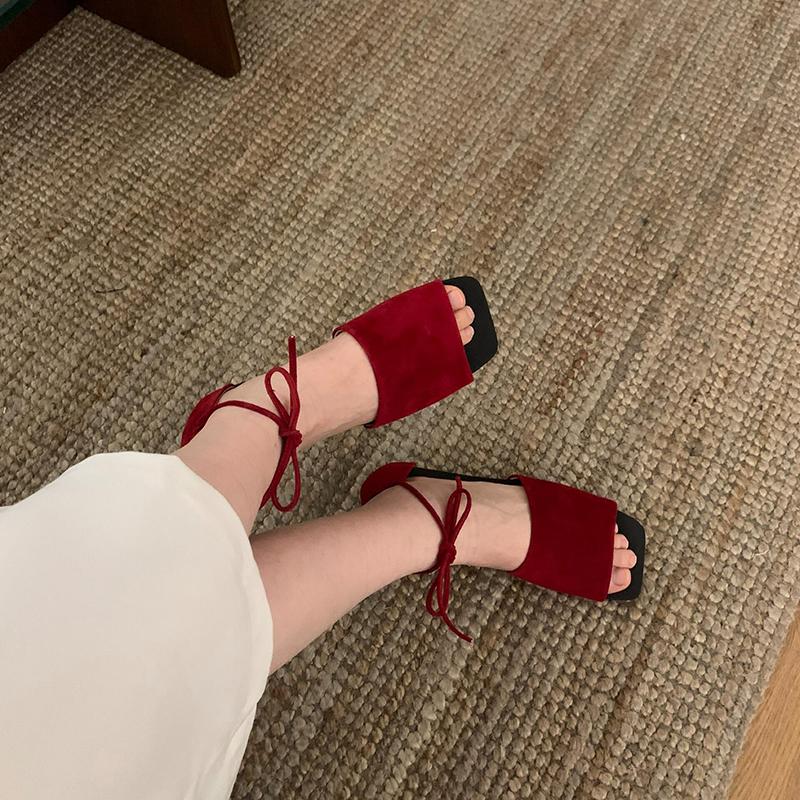 Summer Ankle Lace Up Women Flats Sandals Elegant Ladies Concise Beach Vacation Gladiator Sandalias