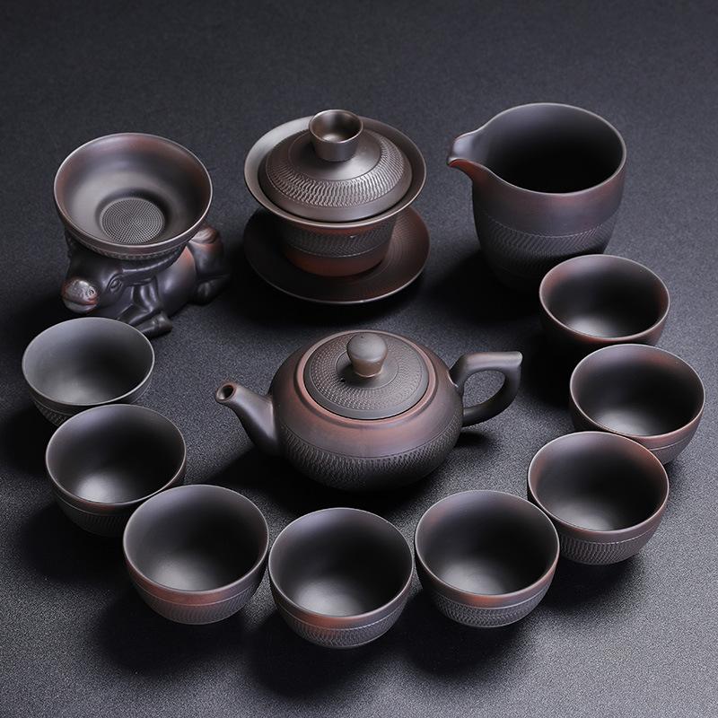 Purple Pottery Kung Fu Tea Set Household Purple Sand Brewing Teapot Teacup Tea Sea Tea Set Set High-End Business Gifts