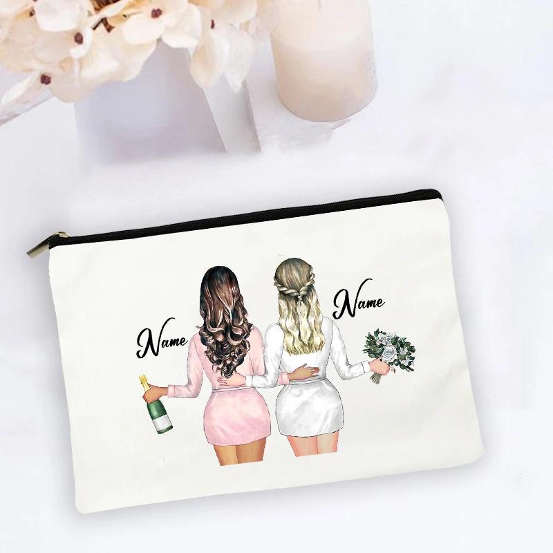 Personalised Makeup Bag Custom Name Cosmetic Bags Travel Toiletry Organizer Bride Storage Make Up Case Wedding Bridesmaid Gifts