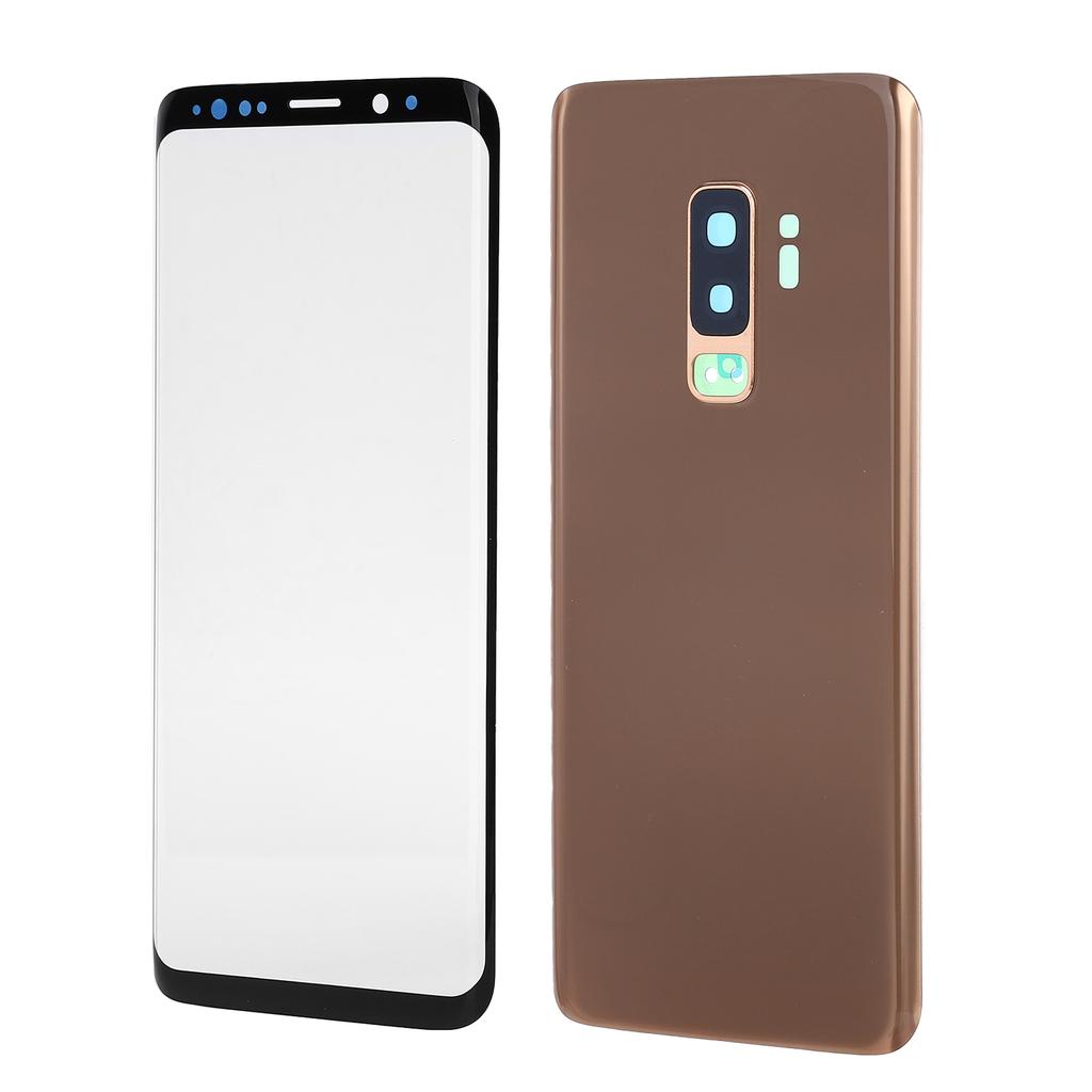 Phone Rear Back Glass Cover Front Screen Glass Lens Replacement Set for Samsung S9+ G965(Gold )