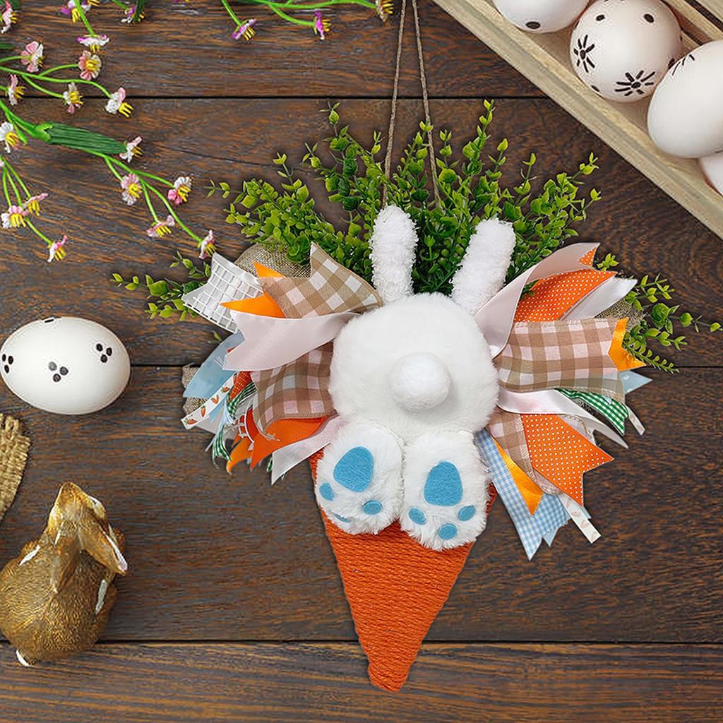 Easter Bunny Ears Butt Wreath Hanging Ornament for Front Door Home Decor Spring Decoration