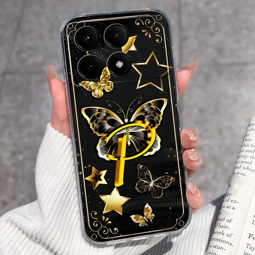 Casing For Redmi K70 K80 K60 K50 K40 K30 K20 Pro K70e K60e K90 Pro Max Phone Case Premium Letters Pattern Transparent TPU Back Cover For Redmi Housing