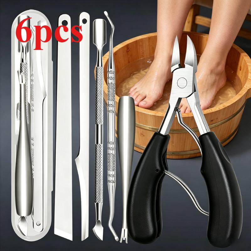 6Pcs Premium Stainless Steel Nail Care Manicure Pedicure Set,Sharp Nail Clippers,Cuticle Remover,Nail File,Multifunctional Nail Easy To Clean Home Use