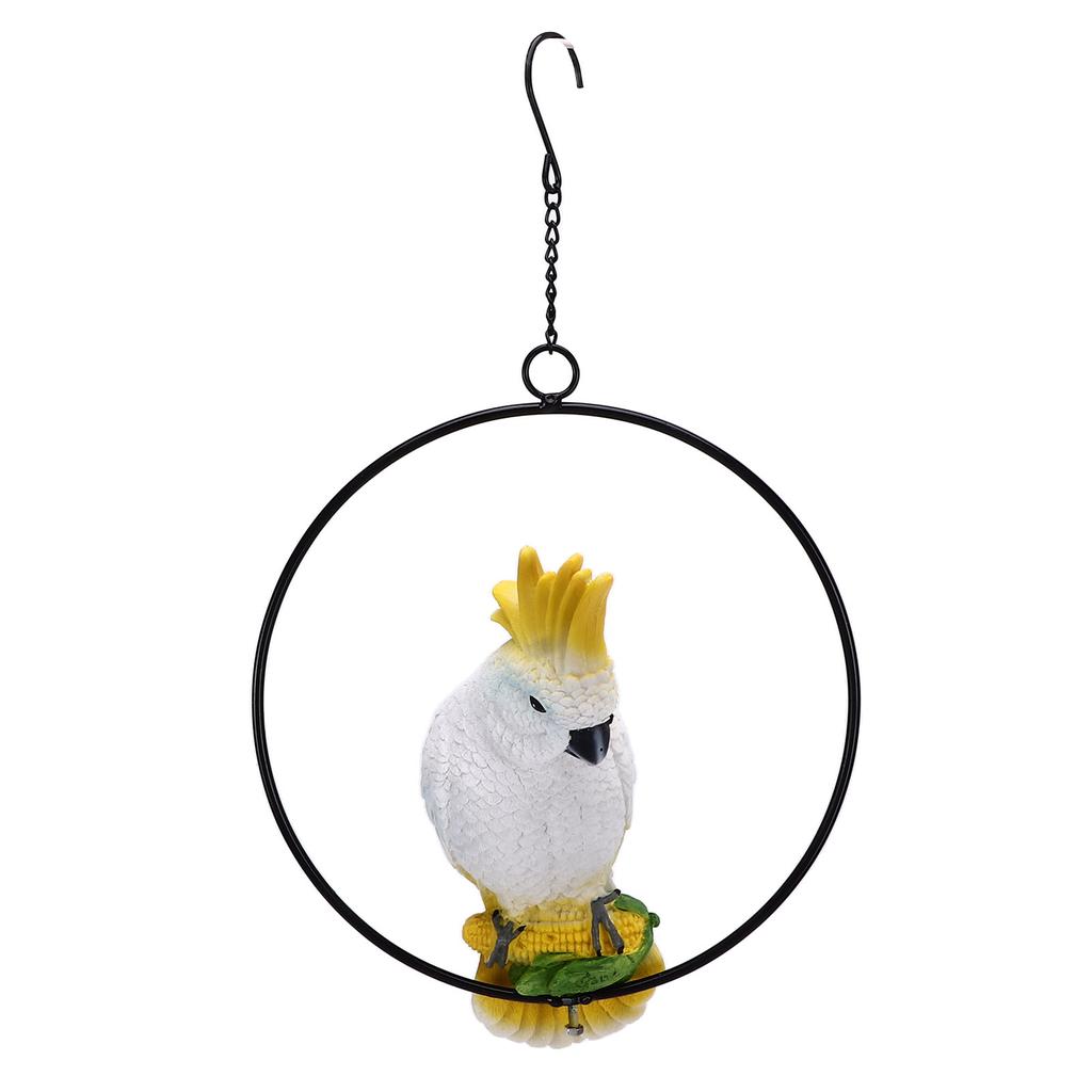 Iron Ring Parrots Decor Bright Texture Waterproof Iron Ring Parrots Resin Pendant Crafts