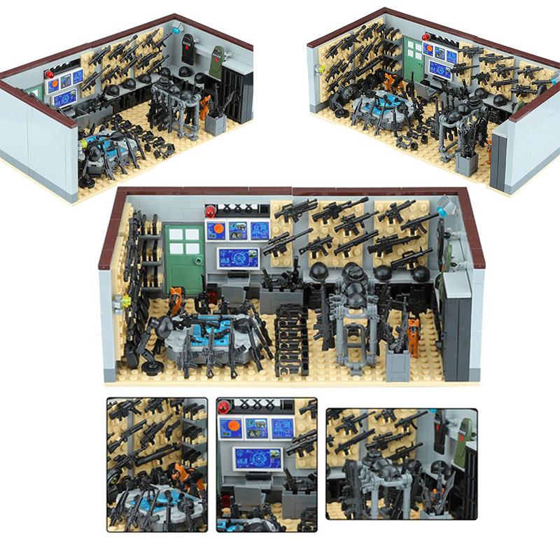 MOC Military Weapons Armory Accessories Building Blocks City SWAT Soldiers Figures Arsenal House Constructor Bricks Toys For Kid