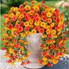 2pcs Artificial Hanging Petunia & Eucalyptus Flowers - Weatherproof Vibrant Orange Blooms with Green Leaves, Garden Decorations, Patio Decoration
