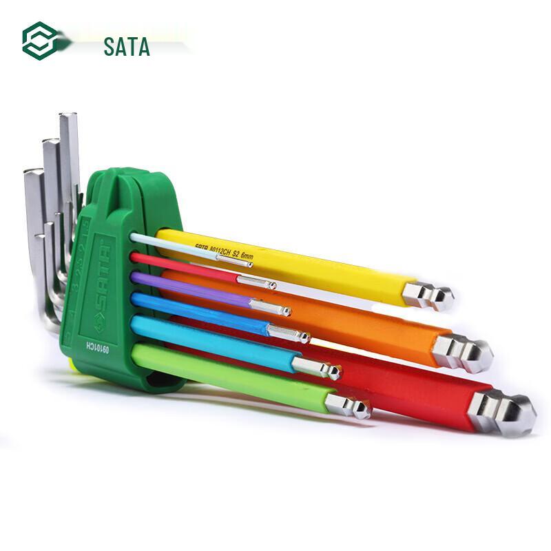 SATA Rainbow Series 9-Piece Extra-Long Ball-End Hex Key Set
