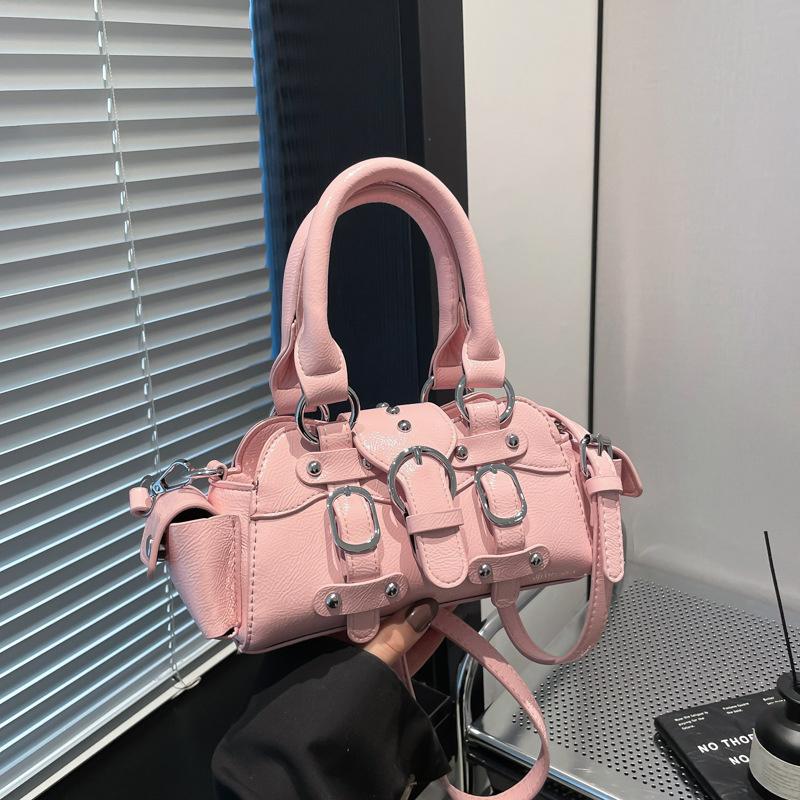 Vintage Messenger Bag Purse Women PU Leather Shoulder Bag Rivet Chic Handle Casual Crossbody Bags Retro Hand Bag