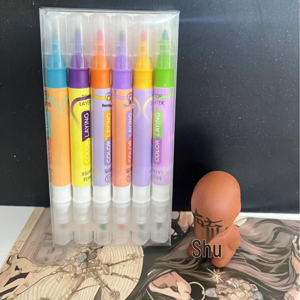 Korean Double-Ended Fluorescent Highlighting Marker Pen for Students