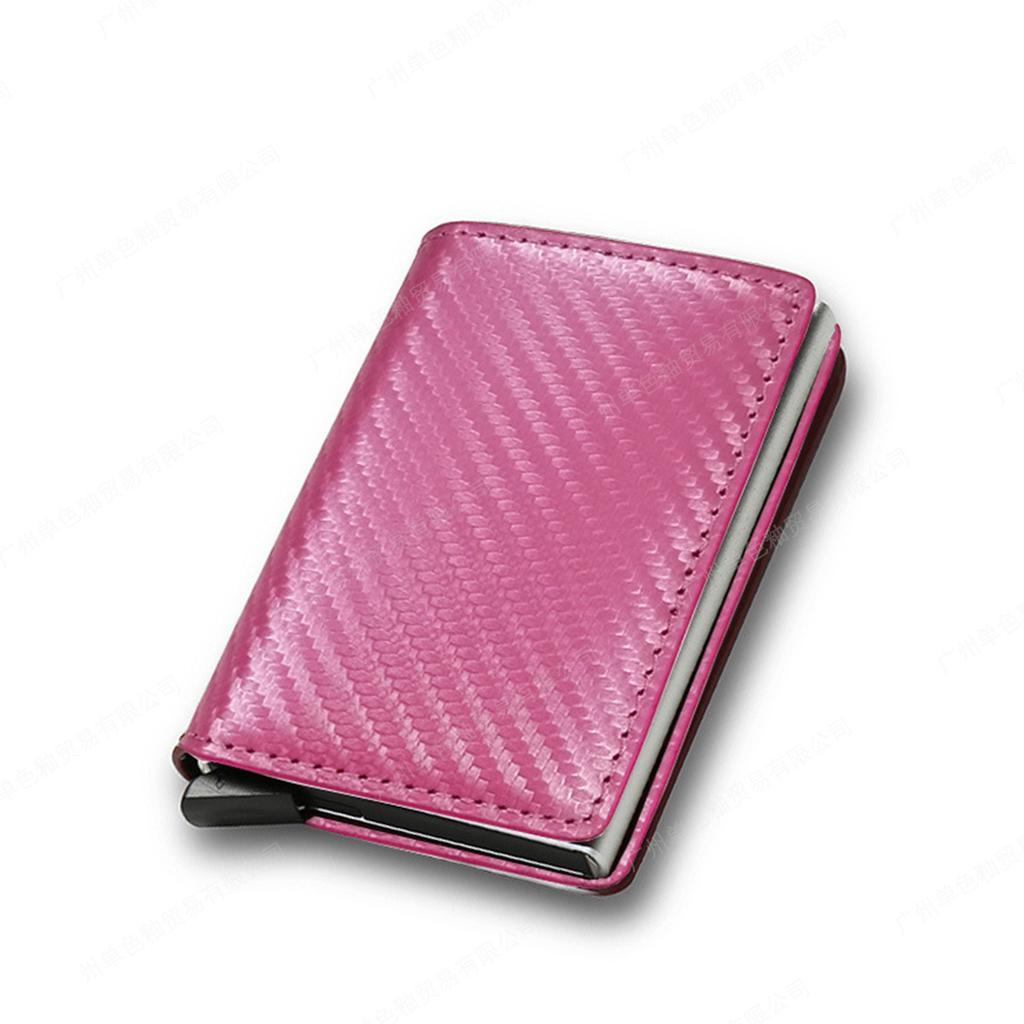 RFID Anti-theft Brush Automatically Pops Up Card Bag Card + Credit Card Metal Card Bag Men's Multi-card Wallet Carbon Fiber