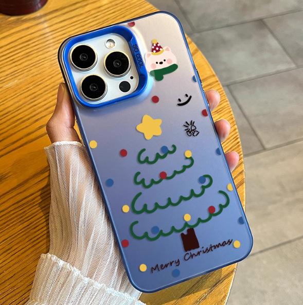 Applicable to Apple 11/11pro mobile phone case simple Xiaomi large hole colored silver Huawei autumn and winter mate line Christmas tree