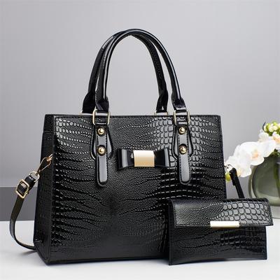 New Simple Child Bag Shoulder Bag Diagonal Lizard Pattern Bright Leather Large Capacity Women's Bag