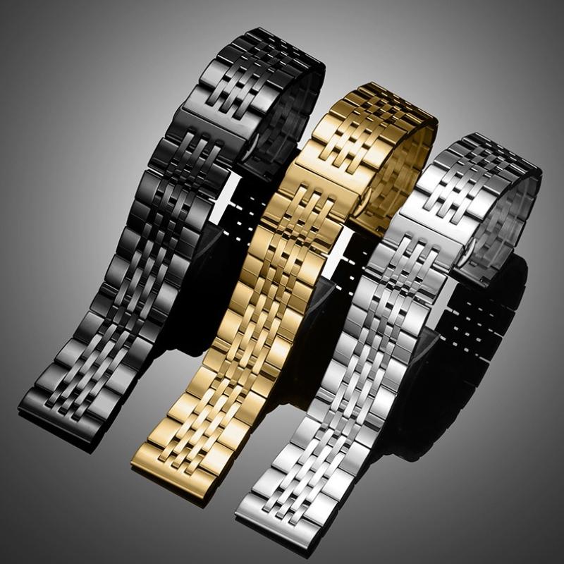 Nerezový náramek pro 20mm 21mm 22mm 18mm 19mm řemínek k hodinkám pro Tissot T006 MIDO Classic Oris Seiko Zakřivený konec řemínku k hodinkám