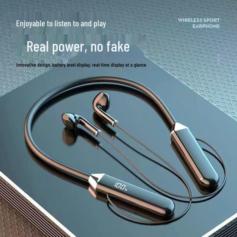 

Беспроводная шейная Bluetooth-гарнитура с цифровым дисплеем, большой емкостью, полувкладыши, спортивный стереозвук