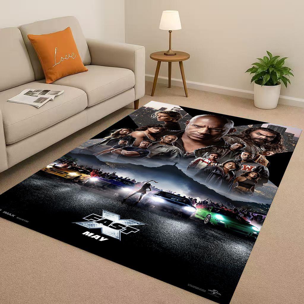 HD Fast F-Furious Vin Diesel Racing Car Living Room Non-Slip Area Rug Carpet for Bedroom Playroom Sofa,Easy Clean Home Doormat