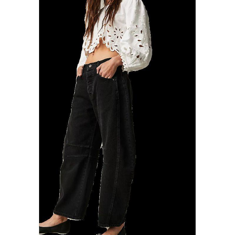 Women's Jeans Fashion Fashion Casual Women's Loose Loose Pants Medium and Low Waist Washed Denim Pants Tide
