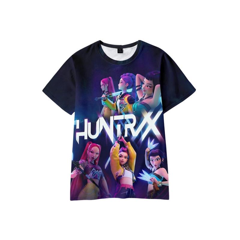 K-Pop Lovci démonů Potisk Tričko Dětské Dívčí Tričko s krátkým rukávem Film Huntrix Milovníci Fanouškovské Oblečení Dětský Cosplay Kostým