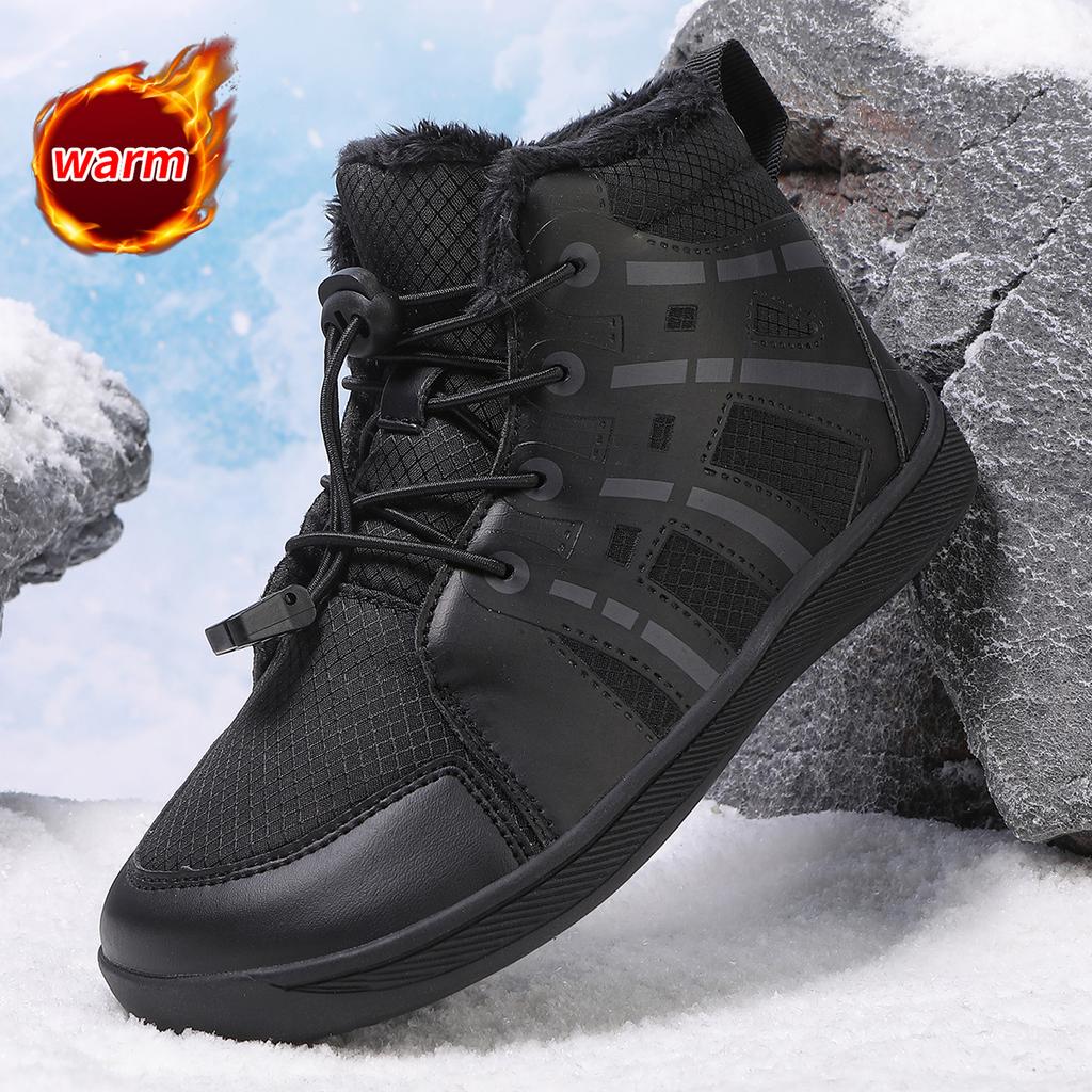 Kinder Schneestiefel mit breiter Zehenpartie, Plüsch-Baumwollschuhe, Jungen Mädchen High-Top Stiefel, Winter Outdoor Wanderschuhe, Warme Freizeitschuhe