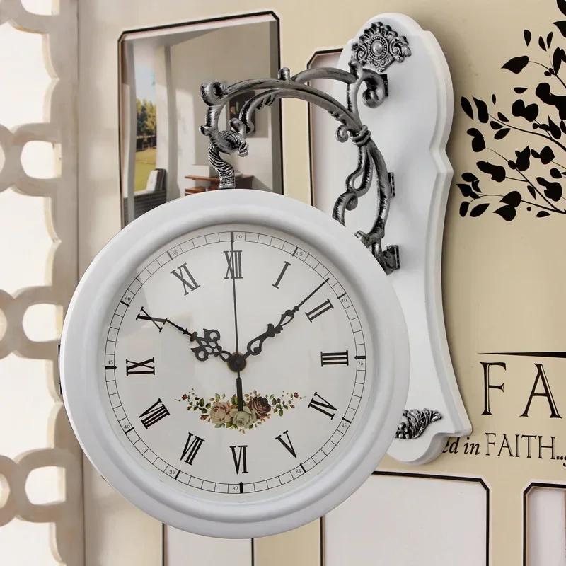 Home Fashion Living Room Clock Double Sided Wall Clock Modern Simple European Wall Clock
