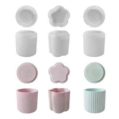 תבניות כוסות נרות סיליקון 3 יח'\סט תבנית תיבת אחסון צנצנת שרף לנצל תבניות יציקה קישוט למלאכת יד