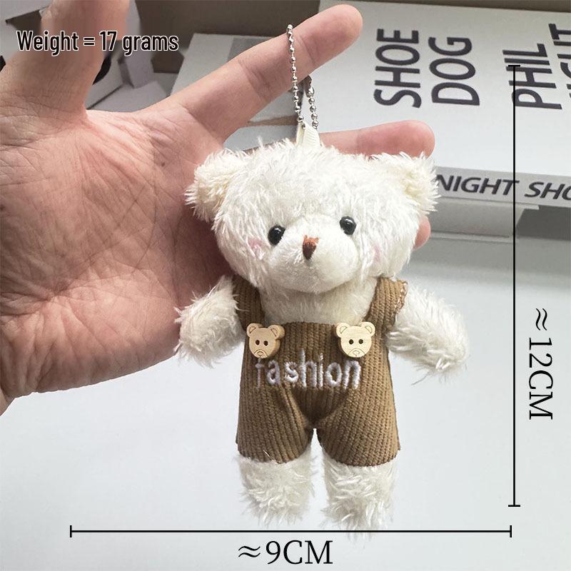 Cute Bear Plush Keychain: Women's Overalls Pendant & Bag Accessory