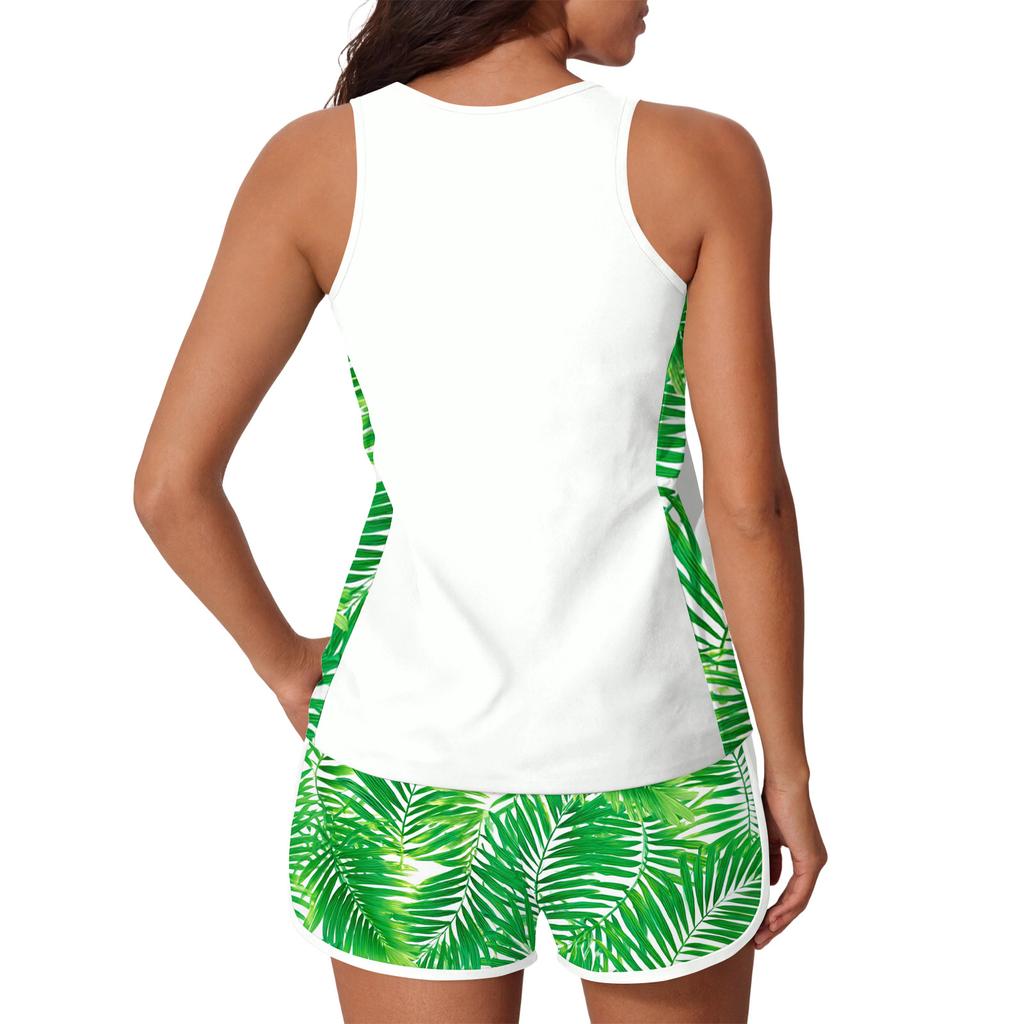 Womens Two Piece Tankini Swimsuits 2026 Tummy Control Athletic Tank Top with Printed Swim Shorts Pockets S 6XL