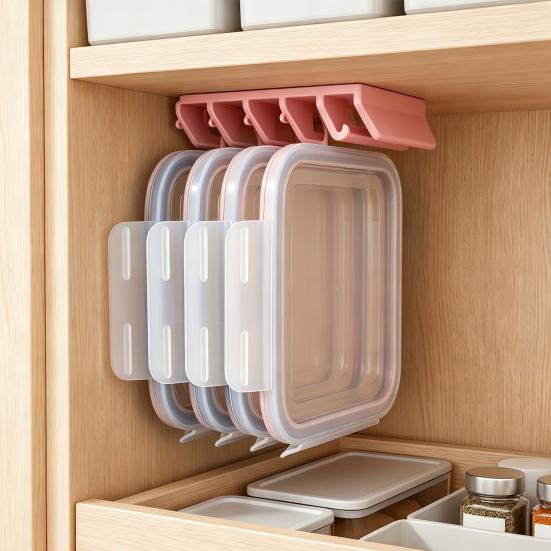 Under Cabinet Pot Lid Storage 5-Slot Organizer, Space Saving Vertical Hanging Rack, 3D Universal Rack for Round And Square Lids Print Resin