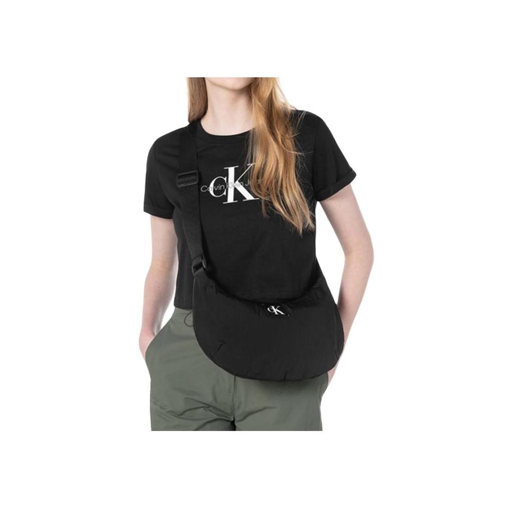 Calvin Klein Minimalist Embroidered Logo Fashion Small Fabric Shoulder Bag Medium Women Bags Space-Black DH3619-001