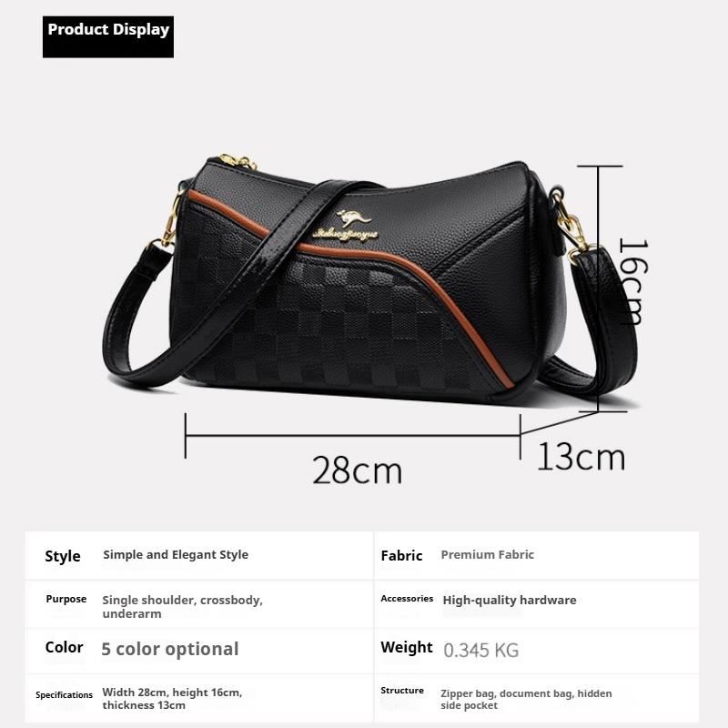 Single Shoulder Messenger Bag Women's Stitching Contrast Color Women's Bag Middle-aged Lady Bag Light Bag