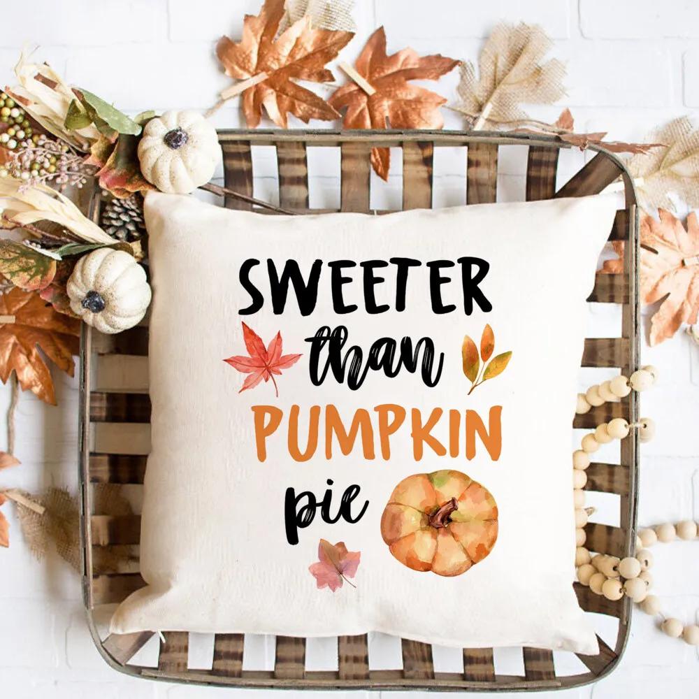 Hello Pumpkin Printed Pillow Case Autumn Party Decor Home Cushion Cover Fall Holiday Pillowcase Thanksgiving Halloween Best Gift